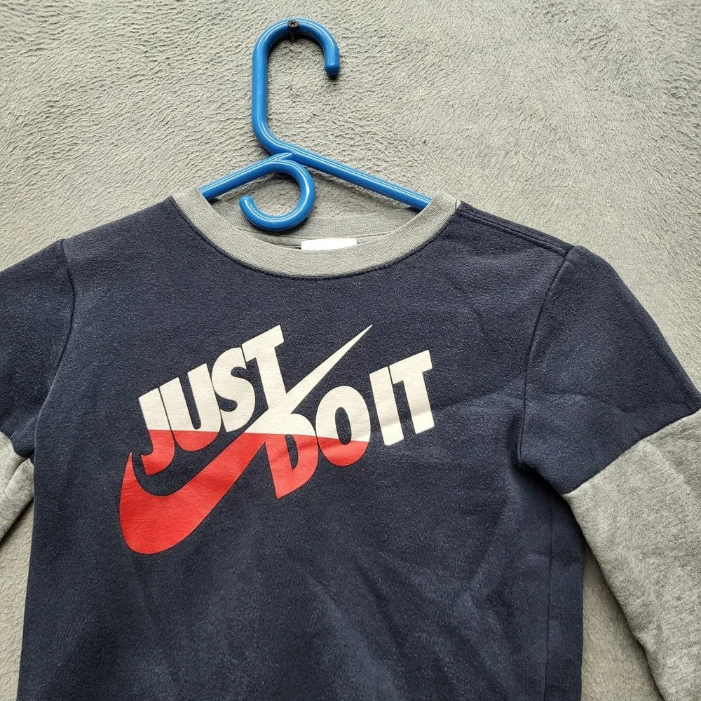 Nike Boys‎ Sweatshirt 6 M 110-116CM 5-6YRS Navy Colorblock Just Do It Logo Long